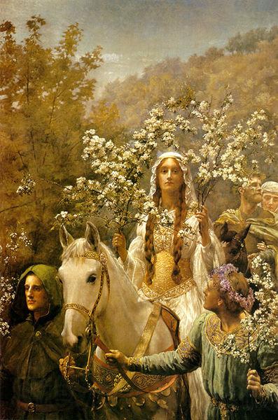 John Maler Collier Queen Guinevre's Maying Norge oil painting art